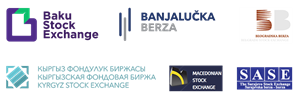 Baku, Banja Luka, Belgrade, Kyrgyz, Macedonia, and Sarajevo Stock Exchanges logo